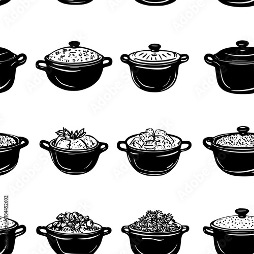 Collection of Risotto icons, Risotto illustration art, seamless pattern