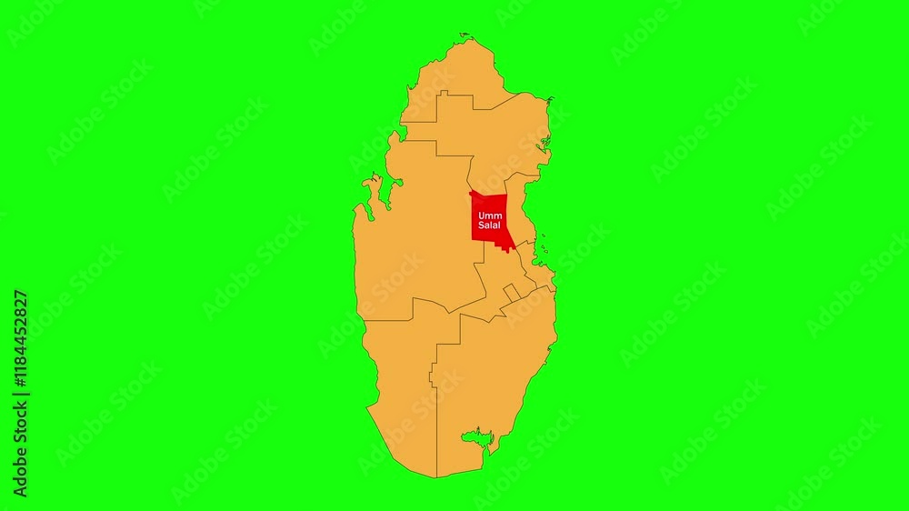 Umm Salal map animated video. The location is highlighted on the Qatar ...