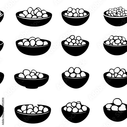 Collection of Roasted chickpeas icons, Roasted chickpeas illustration art, seamless pattern