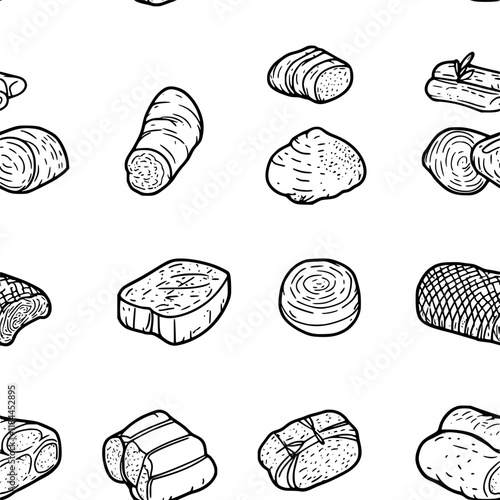 Collection of Roasted pork loin digital art, Roasted pork loin vector graphic, repetitive pattern