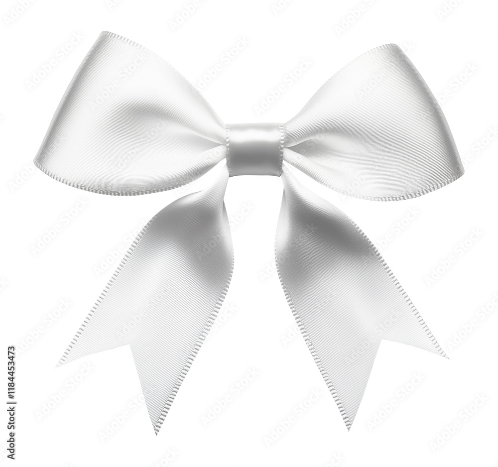 Naklejka premium Fancy white bow for gift wrapping, gift bow png image isolated