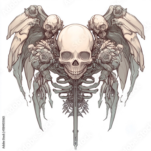 Wallpaper Mural Skull and Wing Chest illustration isolated on white background Torontodigital.ca