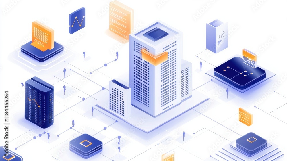 Futuristic Isometric of Digital Cloud Computing and Intelligence Technology Futuristic Isometric of Digital Cloud Computing and Intelligence Technology