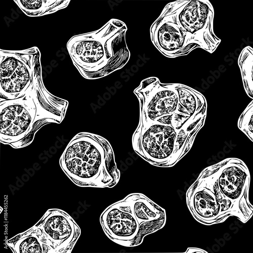 Collection of Veal Osso Buco vector icons, Veal Osso Buco vector art pattern