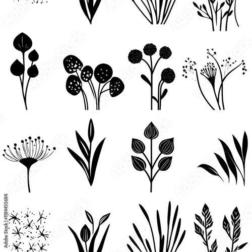 Collection of Wild Garlic vector icons, Wild Garlic vector art pattern