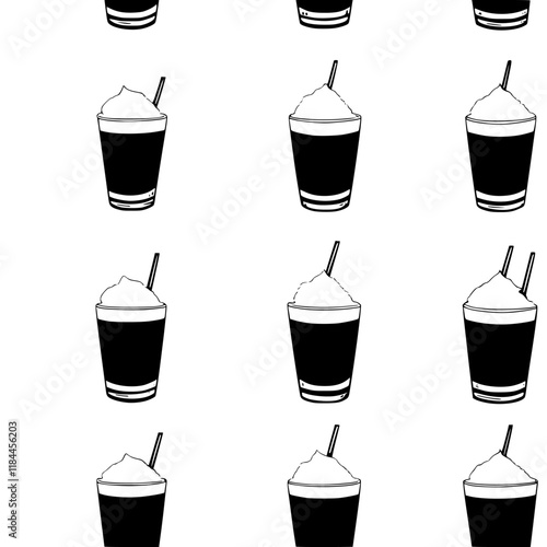 Collection of Ayran icons, Ayran vectorized seamless pattern