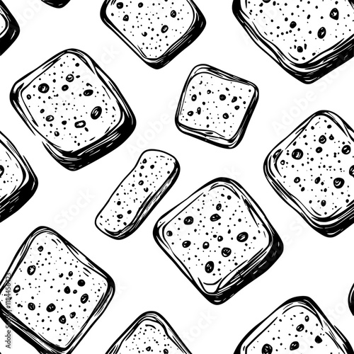 Collection of Baked Polenta Squares continuous icon pattern, Baked Polenta Squares vectorized artwork