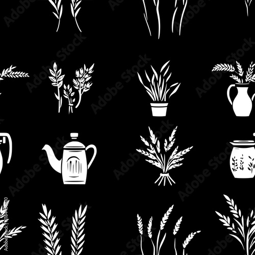 Collection of Barley water continuous icon pattern, Barley water vectorized artwork