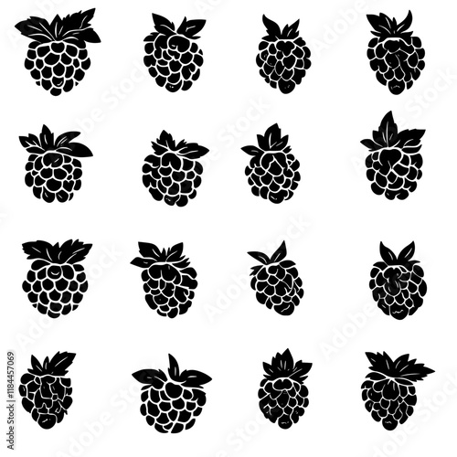 Collection of Boysenberries icons, Boysenberries vectorized seamless pattern