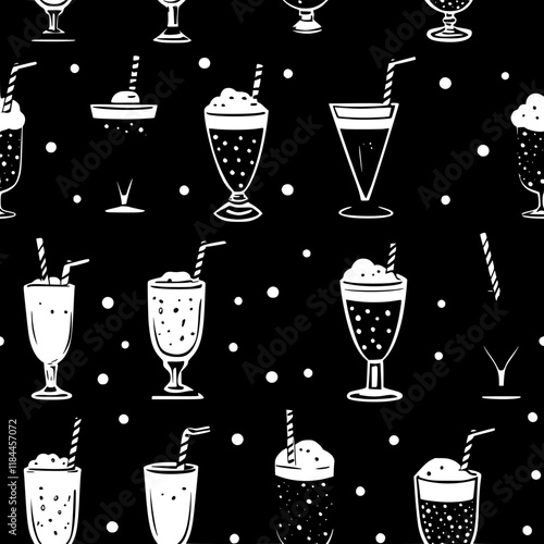 Collection of Boza continuous icon pattern, Boza vectorized artwork