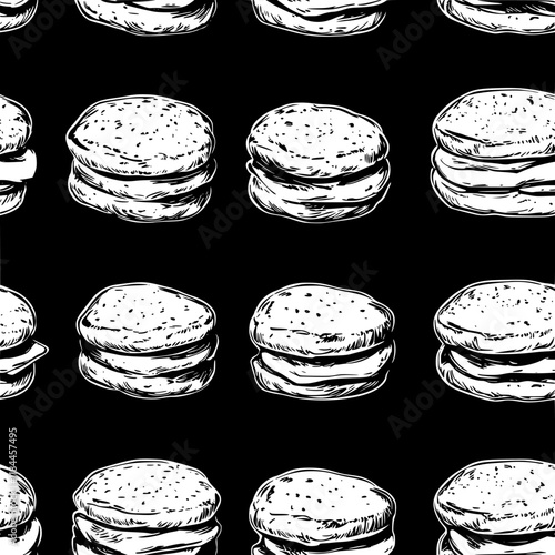 Collection of Buttermilk Biscuits continuous icon pattern, Buttermilk Biscuits vectorized artwork