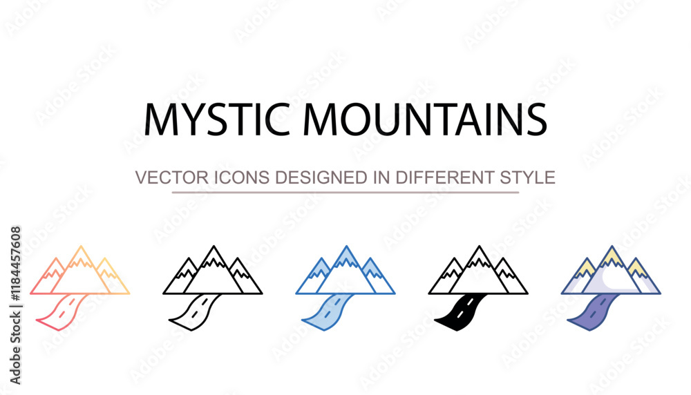 Fototapeta premium Mystic Mountains icon design with white background stock illustration