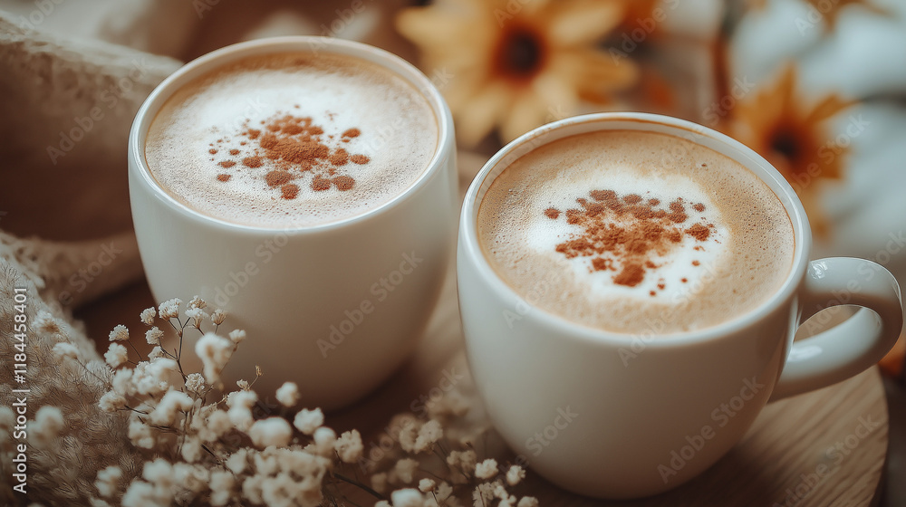 Cup of Cappuccino Coffee On the Wood Table. Cup of Cappuccino Coffee On the Wood Table.