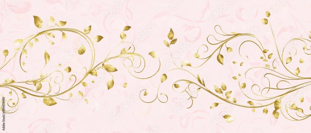 Digital art elegant pink card with golden vine for special occasions Digital art elegant pink card with golden vine for special occasions