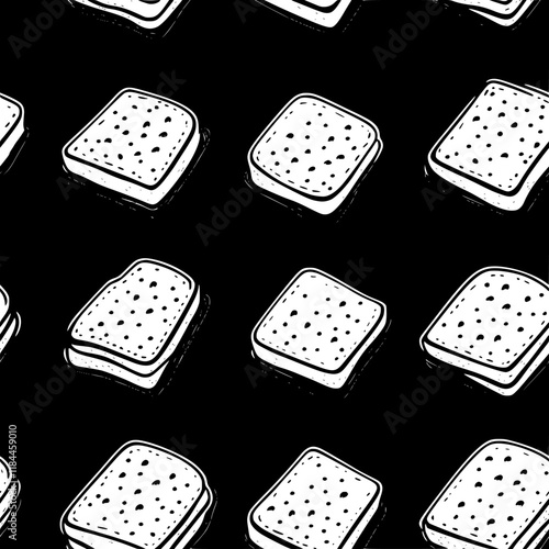 Collection of Croque Monsieur icons, Croque Monsieur vectorized seamless pattern