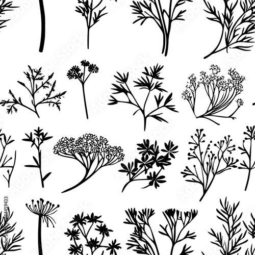 Dill tiled design, Dill repeating background illustration