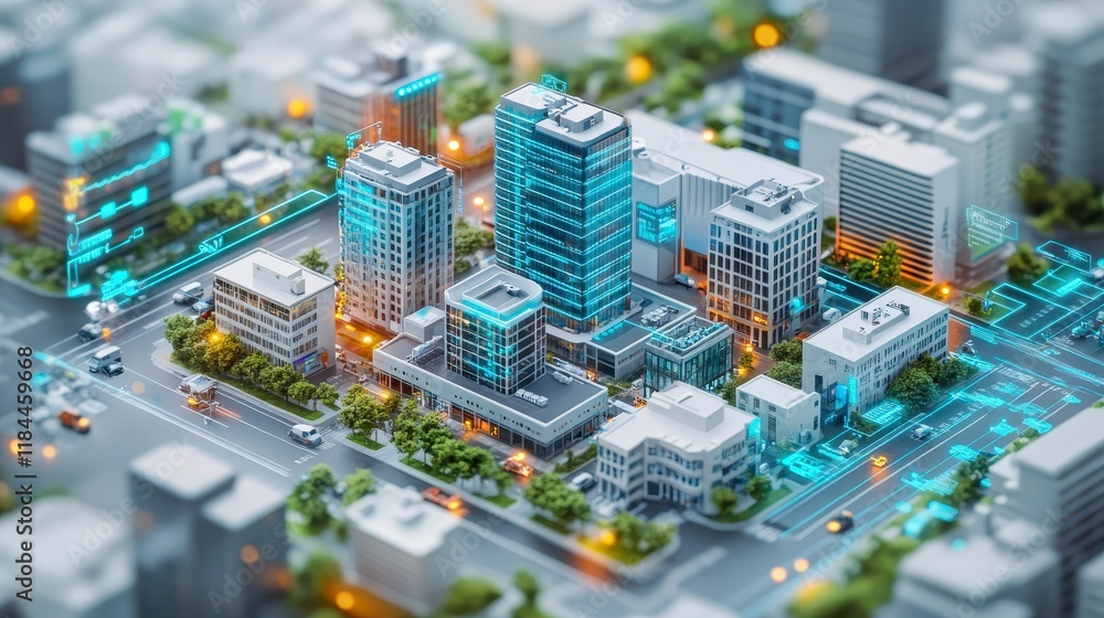 Smart City Digital Infrastructure Aerial View Modern Buildings Network Technology Smart City Digital Infrastructure Aerial View Modern Buildings Network Technology