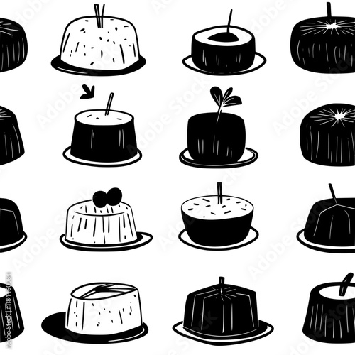 Flan de coco tiled design, Flan de coco repeating background illustration