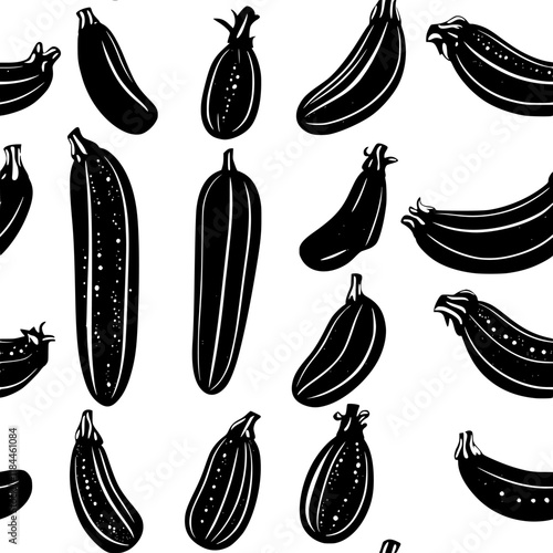 Collection of Grilled zucchini continuous icon pattern, Grilled zucchini vectorized artwork