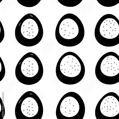 Collection of Hard boiled eggs continuous icon pattern, Hard boiled eggs vectorized artwork