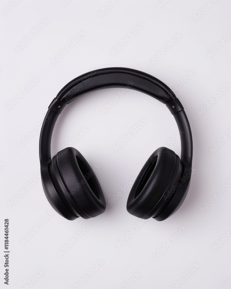 Black Wireless Headphones Overhead View Black Wireless Headphones Overhead View