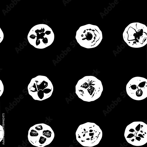 Collection of Mini Quiches icons, Mini Quiches vectorized seamless pattern