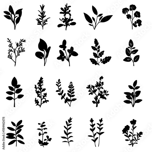 Collection of More Herbs icons, More Herbs vectorized seamless pattern