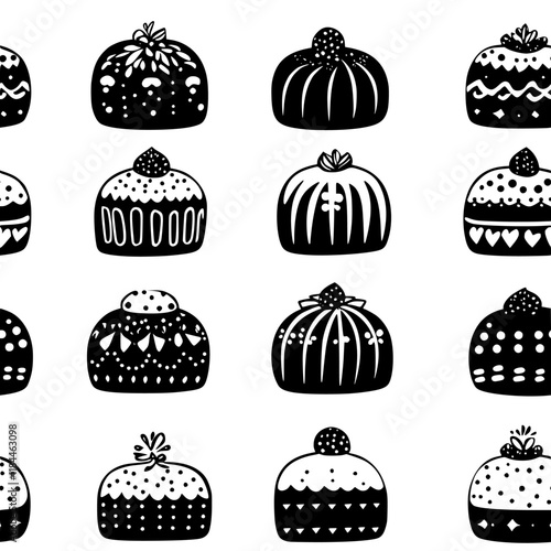 Collection of Panettone continuous icon pattern, Panettone vectorized artwork