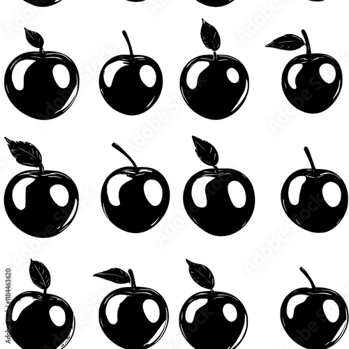 Collection of Plum continuous icon pattern, Plum vectorized artwork