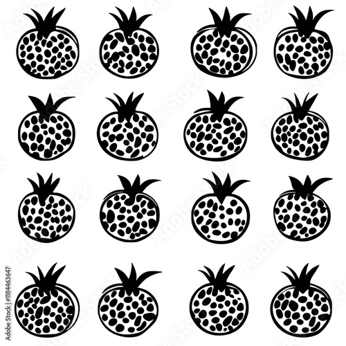 Pomegranate tiled design, Pomegranate repeating background illustration
