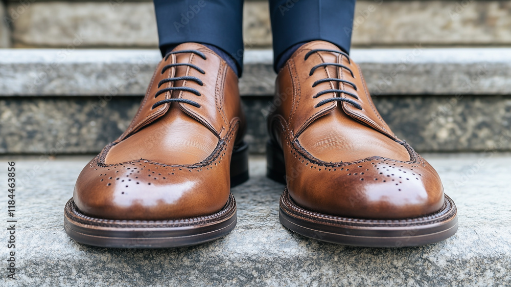 Brown Leather Oxford Shoes: A classic pair of brown leather oxford shoes, featuring a wingtip design, laces, and a polished finish, capturing the essence of timeless style and elegance. Brown Leather Oxford Shoes: A classic pair of brown leather oxford shoes, featuring a wingtip design, laces, and a polished finish, capturing the essence of timeless style and elegance.