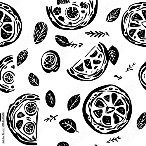 Collection of Quiche icons, Quiche vectorized seamless pattern