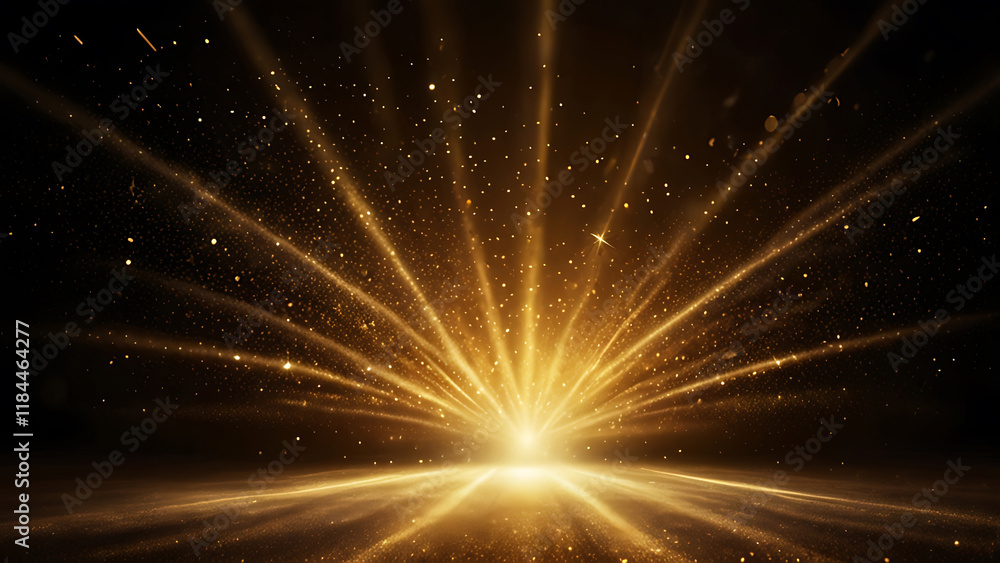 Fototapeta premium Golden Beam Backdrop with Light Beams abstract horizontal journey photography illustration morning