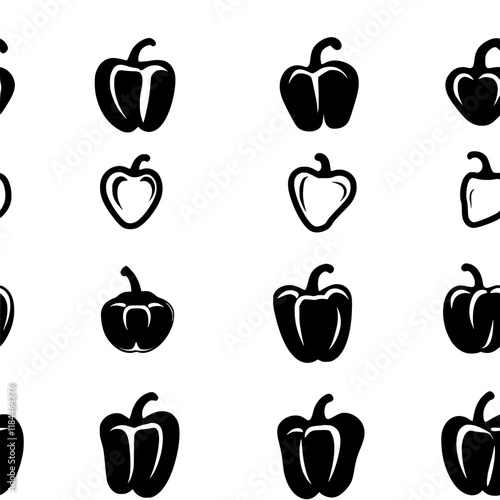 Raw Peppers tiled design, Raw Peppers repeating background illustration