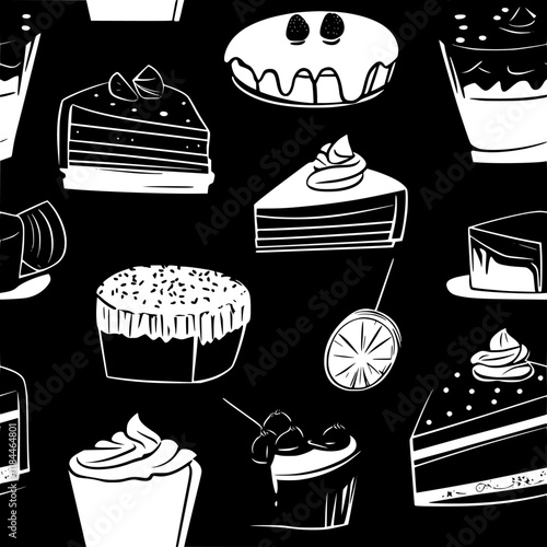 Rum cake tiled design, Rum cake repeating background illustration