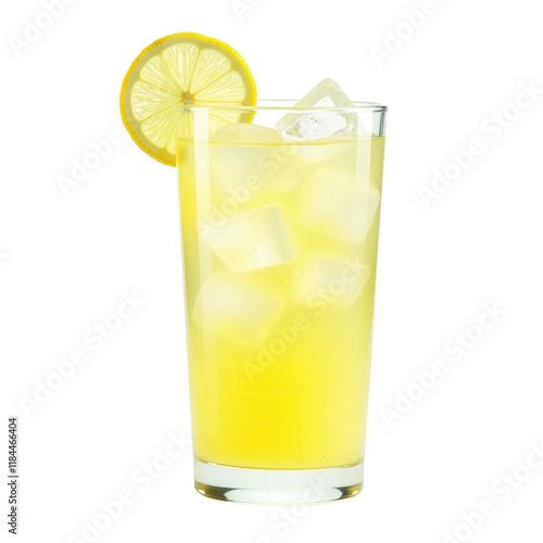 Glass of lemonade on transparent background