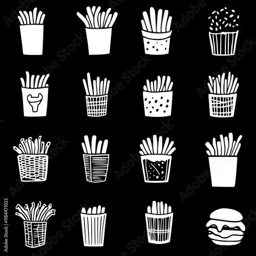 Chili Cheese Fries tiled design, Chili Cheese Fries repeating background illustration