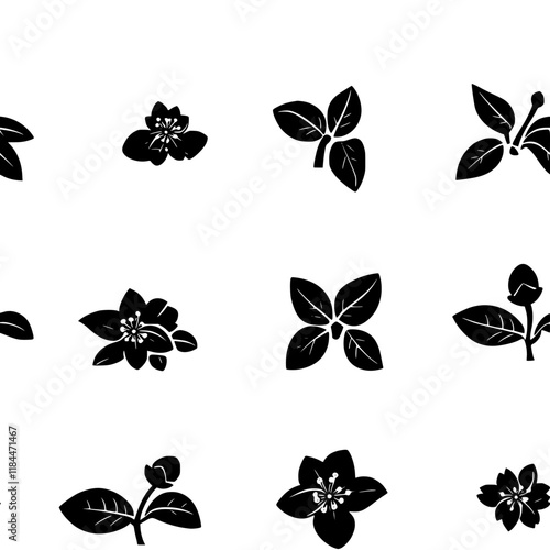 Collection of Clove icons, Clove vectorized seamless pattern