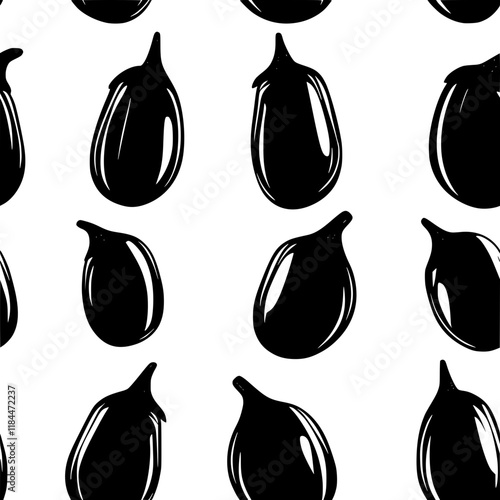 Collection of Eggplant Parmesan icons, Eggplant Parmesan vectorized seamless pattern