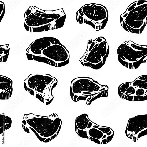 Fast Cooked Pork Chops tiled design, Fast Cooked Pork Chops repeating background illustration
