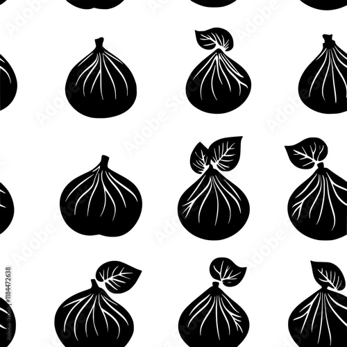 Collection of Fig continuous icon pattern, Fig vectorized artwork
