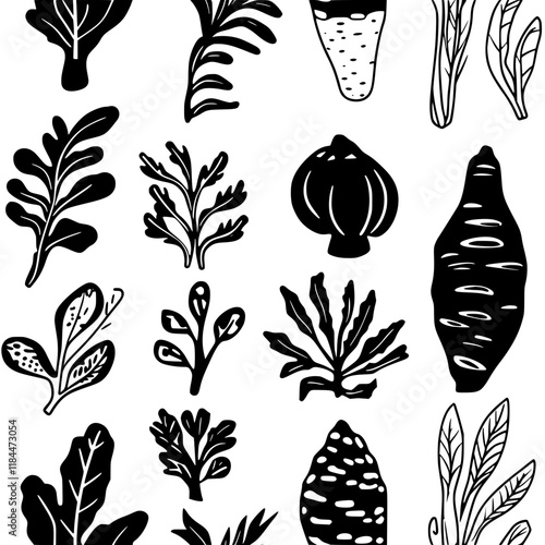 Galangal tiled design, Galangal repeating background illustration
