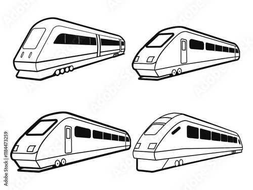 Vector Illustration of Isolated Train Outline.