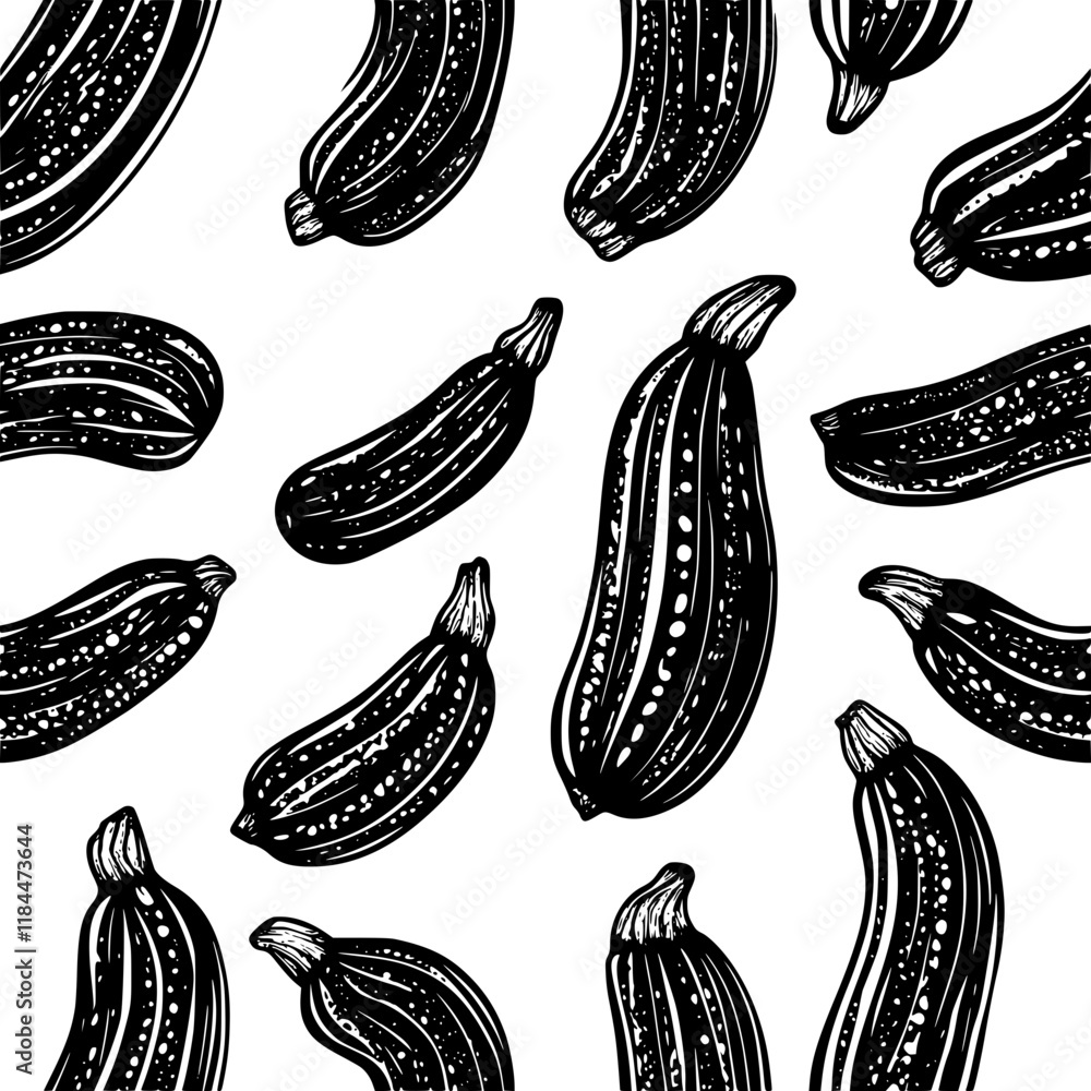 Collection of Grilled zucchini icons, Grilled zucchini vectorized seamless pattern Collection of Grilled zucchini icons, Grilled zucchini vectorized seamless pattern