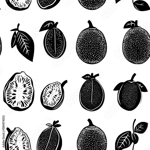 Collection of Jackfruit continuous icon pattern, Jackfruit vectorized artwork