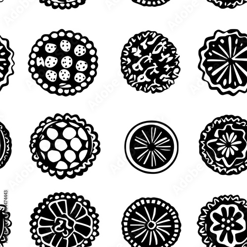 Collection of Linzer torte icons, Linzer torte vectorized seamless pattern