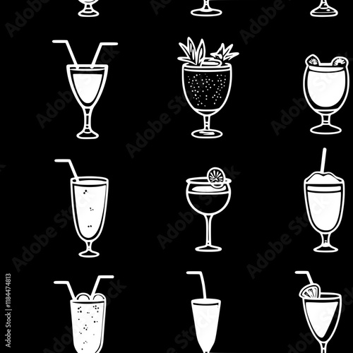 Mango lassi tiled design, Mango lassi repeating background illustration