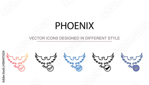 Phoenix icon design with white background stock illustration