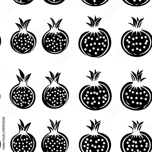 Collection of Pomegranate icons, Pomegranate illustration art, seamless pattern