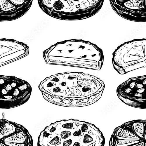 Collection of Quiche Lorraine vector icons, Quiche Lorraine vector art pattern